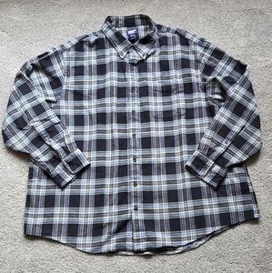 Lands' End Men's Brown Plaid Button-Down 100% Cotton Flannel Shirt, 3XL Tall